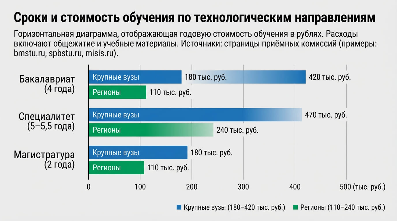 Сроки и стоимость обучения по технологическим направлениям